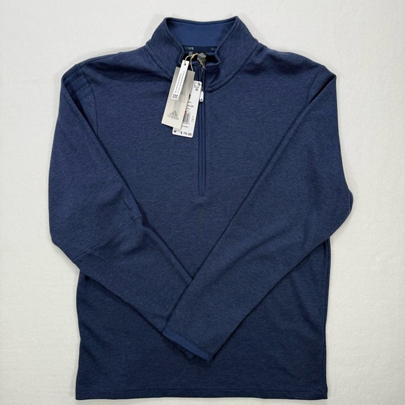 NWT New Adidas Men's 3-Stripe 1/4 Quarter Zip Golf Pullover Medium M Shirt Top - Picture 4 of 8